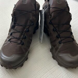 Salomon Brown Athletic Shoes Rugged Design High-Top